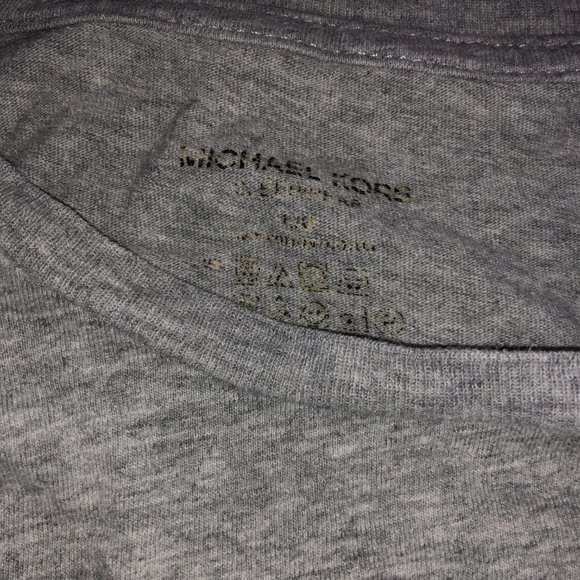Micael Kors T-Shirt Long Sleeve Grey U-Neck Size L Vintage - Picture 3 of 4